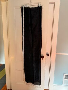 NWT Black Raw Silk Shawl Wrap Scarf
